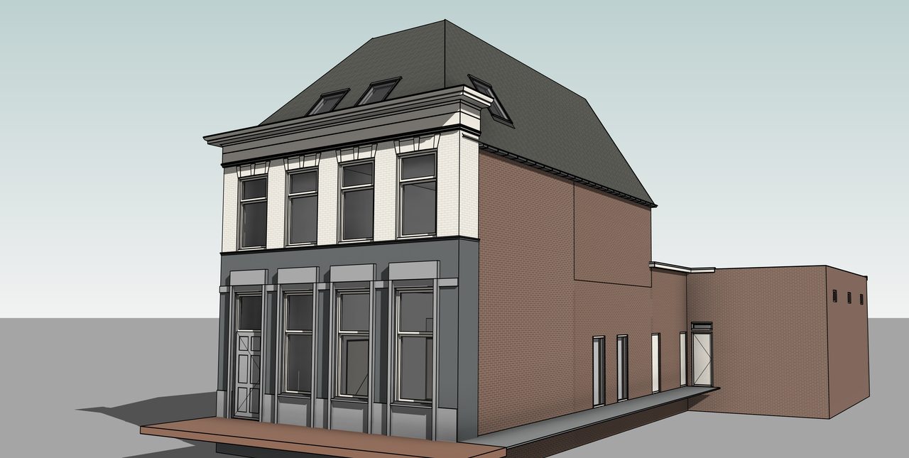 Het onbewerkte modelaanzicht waarop de impressie is gebaseerd