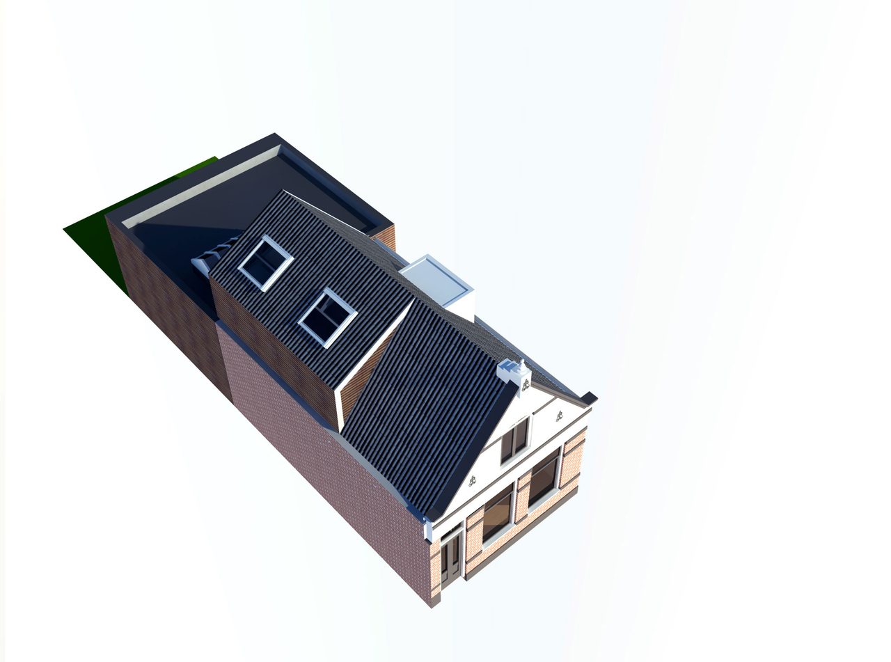 Driedimensionaal model van de woning gezien vanaf de straatzijde