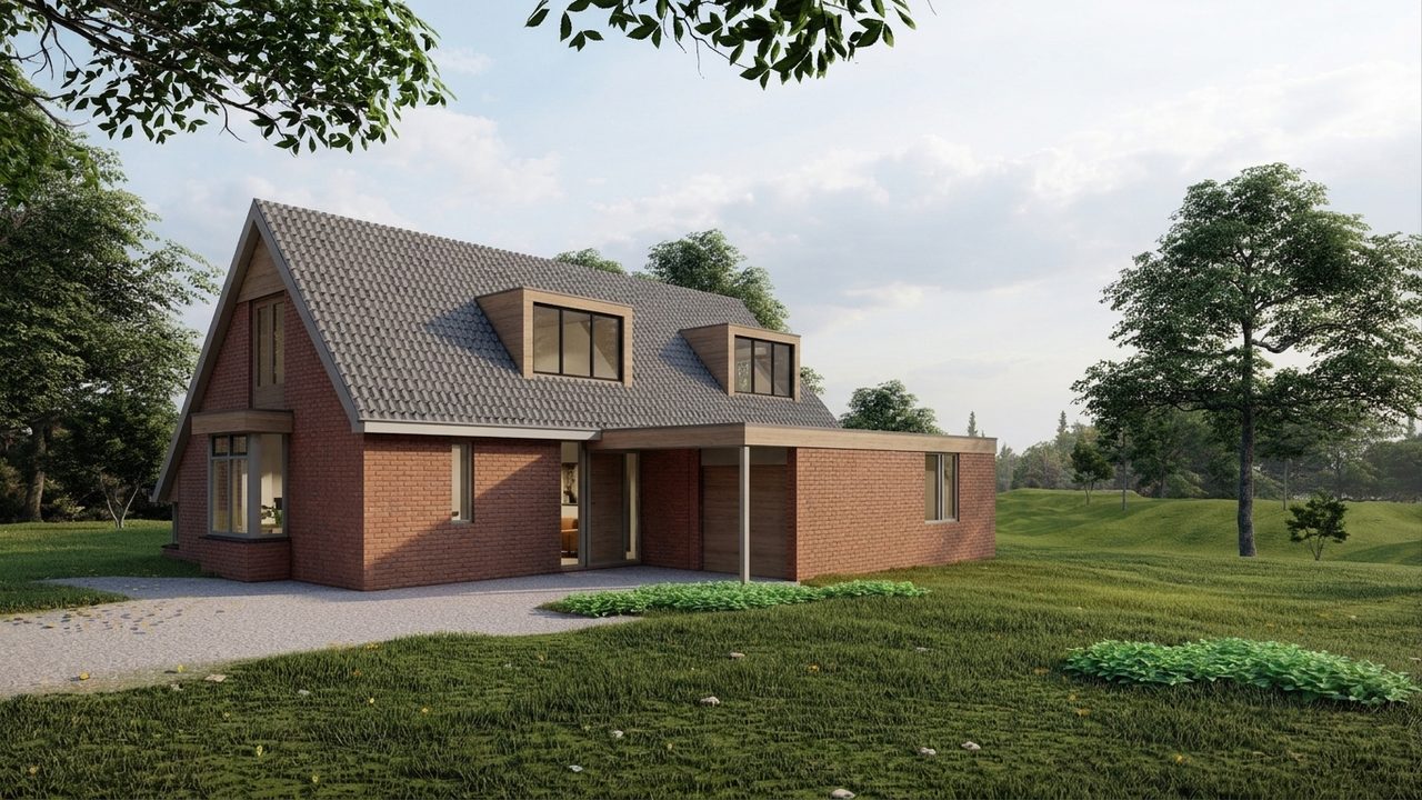 De bestaande woning met steile kap en dakkapellen, voor de ingreep